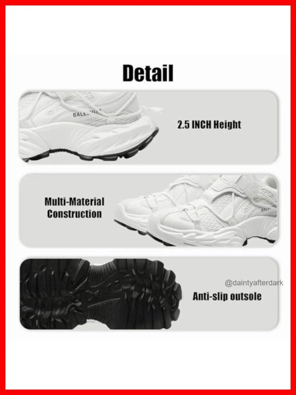 Chunky Platform Dad Sneakers 2.4 inch Height Boost Quick Lace Walking Shoes